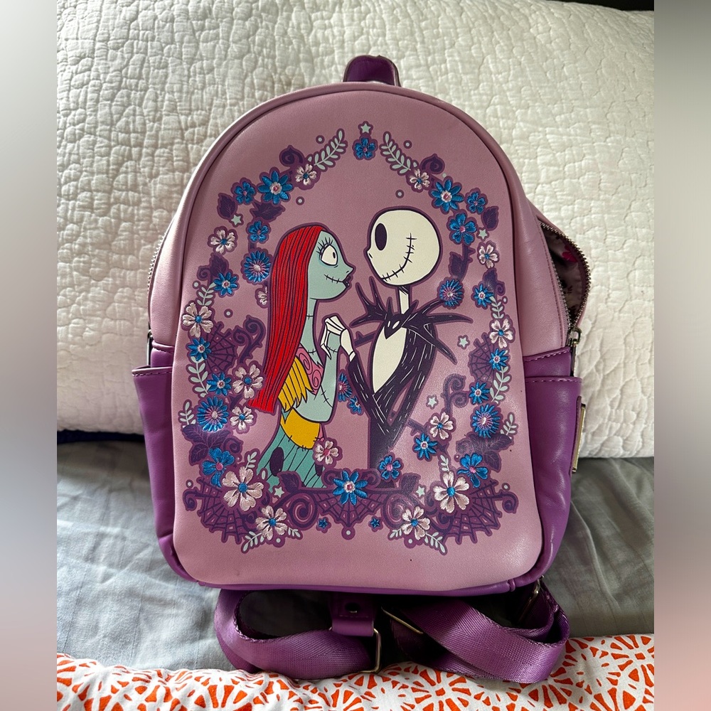 The Nightmare Before Christmas Loungefly backpack, purple. Lightly used.